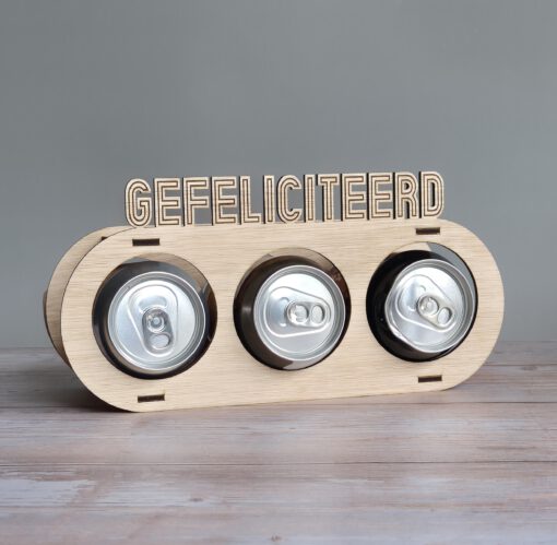 Bier blikjes houder gefeliciteerd